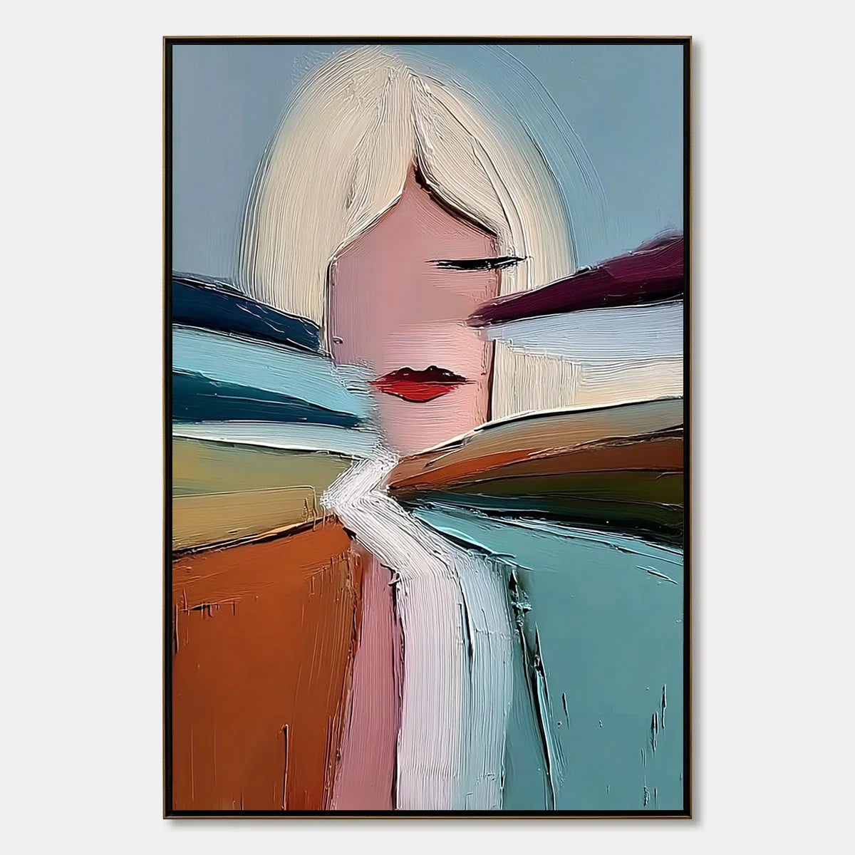 ECLAT: Modern Abstract Portrait Oil Painting with Textured Brushstrokes | hanging in ECLAT: Modern Abstract Portrait Oil Painting with Textured Brushstrokes featuring layered textured brushwork in ...