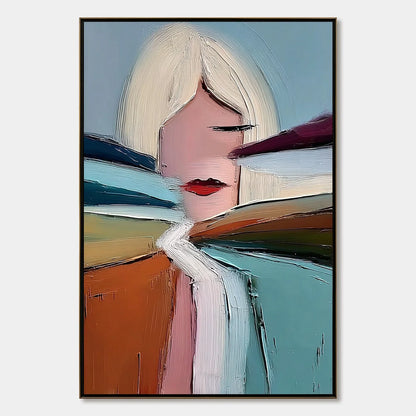 ECLAT: Modern Abstract Portrait Oil Painting with Textured Brushstrokes | hanging in ECLAT: Modern Abstract Portrait Oil Painting with Textured Brushstrokes featuring layered textured brushwork in ...