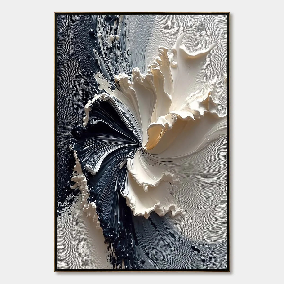 ECLIPSE IN BLOOM: Textured Wabi Sabi Abstract Floral Painting | hanging in ECLIPSE IN BLOOM: Textured Wabi Sabi Abstract Floral Painting featuring layered textured brushwork in refined tones; abstr...