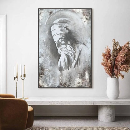 ELDER'S WHISPER: Minimalist Monochrome Figurative Portrait Painting | Minimalist closeup, raised brushwork detail