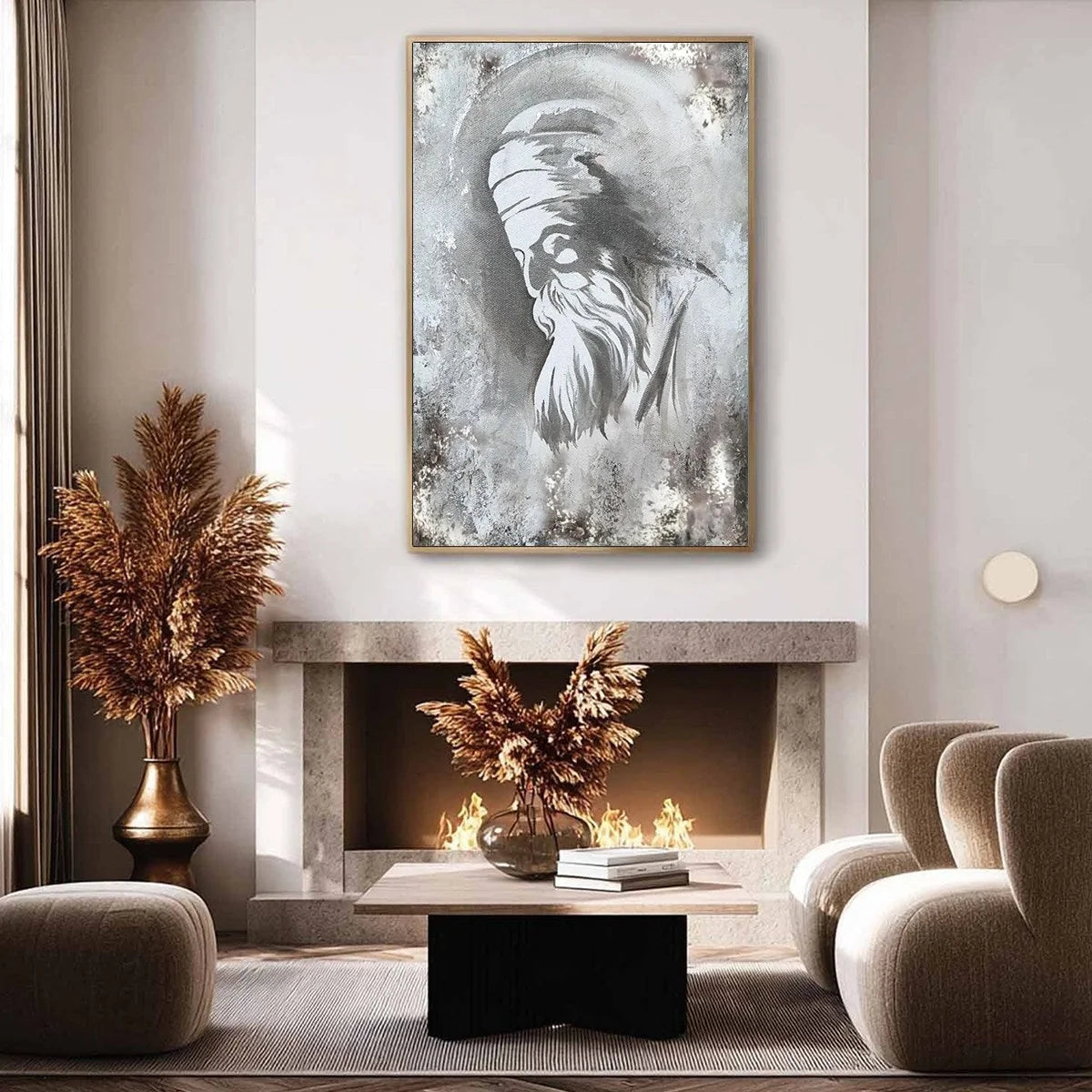 ELDER'S WHISPER: Minimalist Monochrome Figurative Portrait Painting | rolled canvas, ready for custom framing