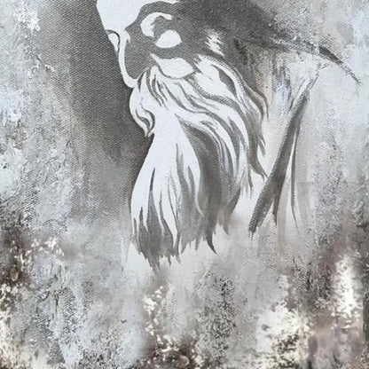 ELDER'S WHISPER: Minimalist Monochrome Figurative Portrait Painting | black frame version on white wall