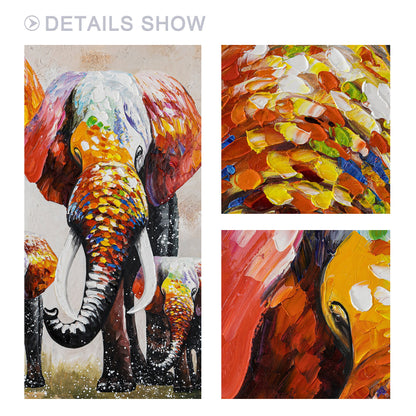Elephant Family Canvas Painting Original, Palette Knife Textured Painting, Livin #4