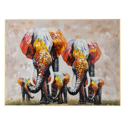 Elephant Family Canvas Painting Original, Palette Knife Textured Painting, Livin #8