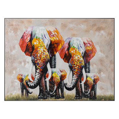 Elephant Family Canvas Painting Original, Palette Knife Textured Painting, Livin #10