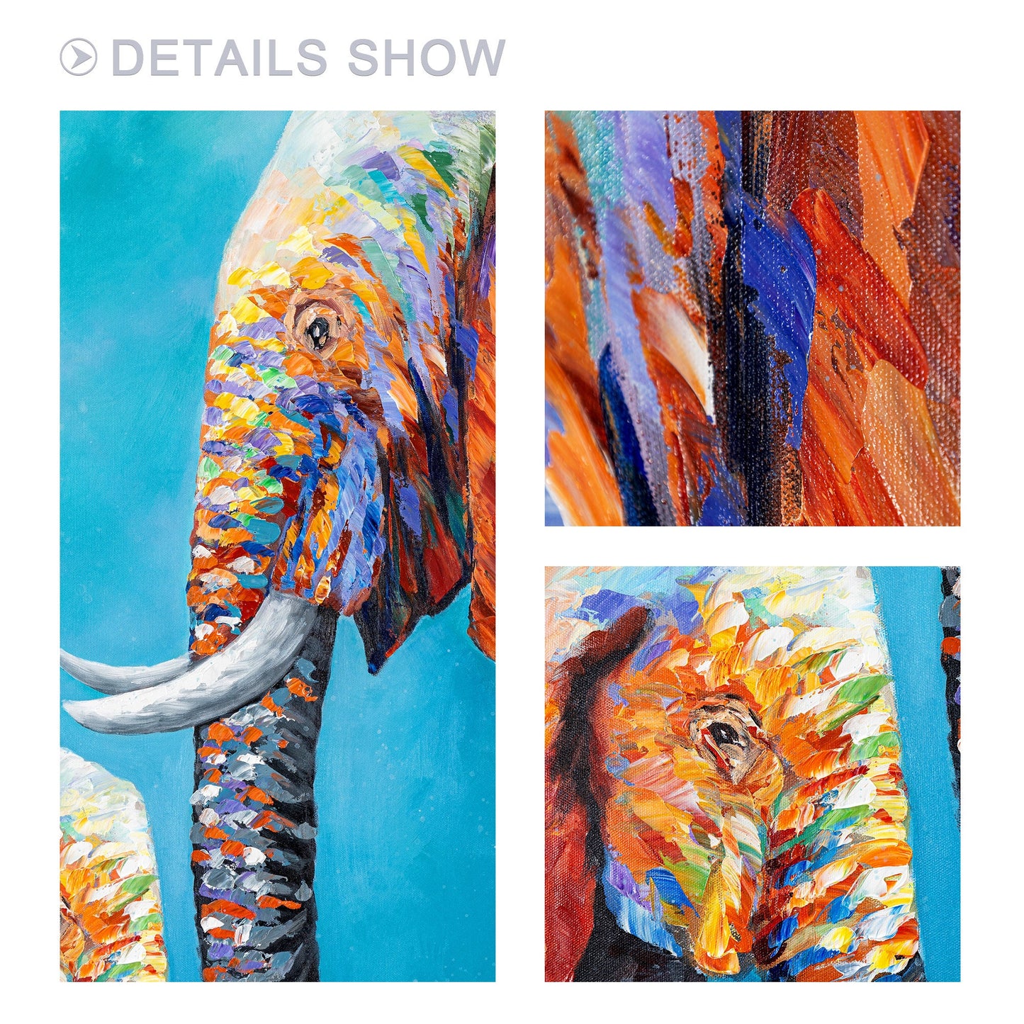 Elephant Family Painting: Colorful Pop Art on Canvas #4
