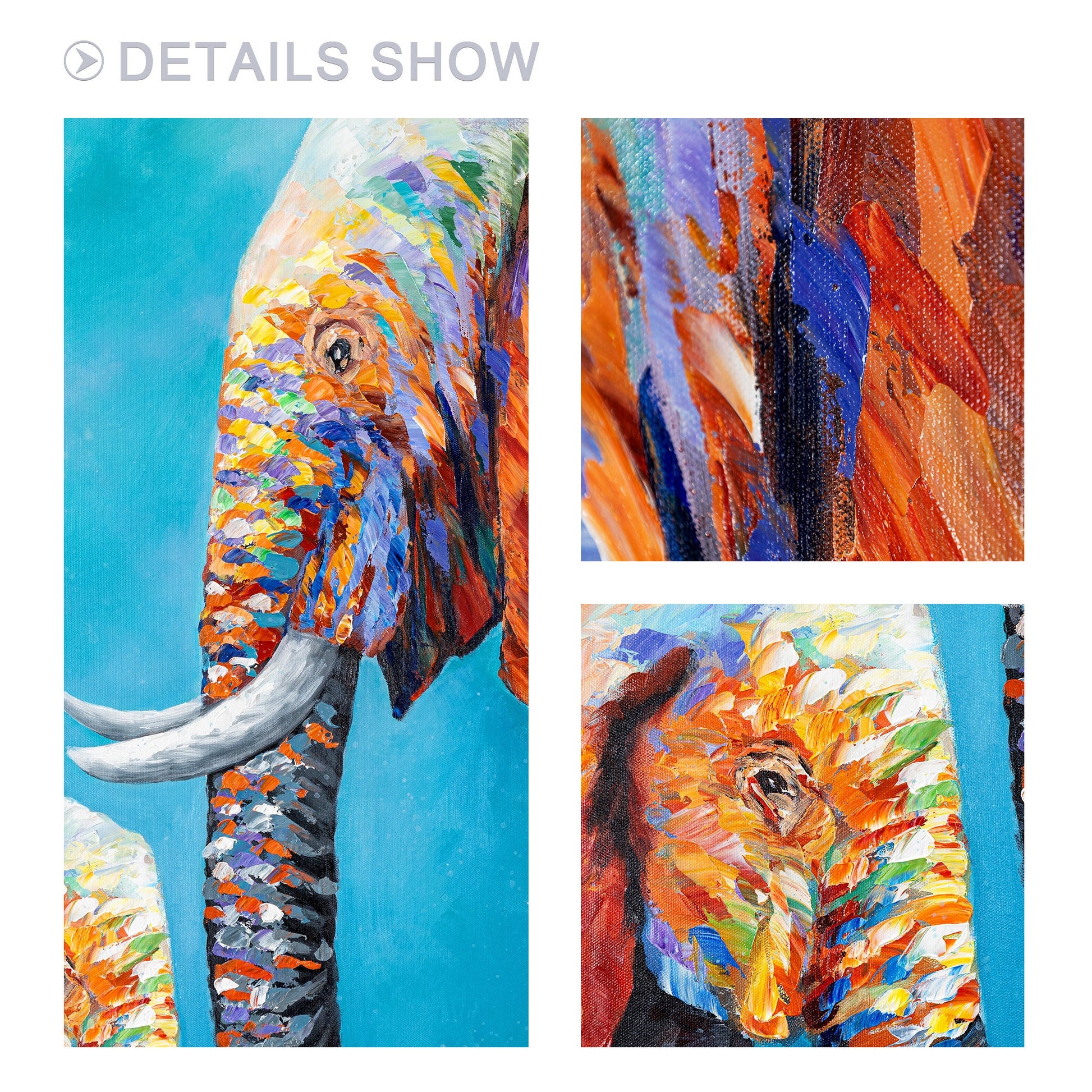 Elephant Family Painting: Colorful Pop Art on Canvas #4