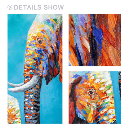 Elephant Family Painting: Colorful Pop Art on Canvas #4