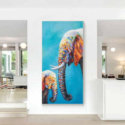 Elephant Family Painting: Colorful Pop Art on Canvas #6