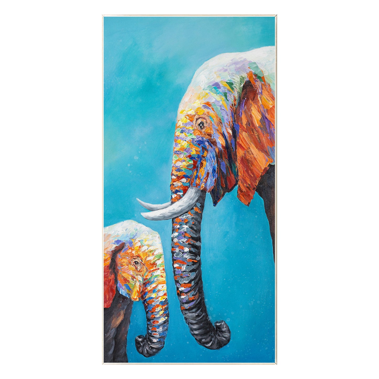 Elephant Family Painting: Colorful Pop Art on Canvas #9