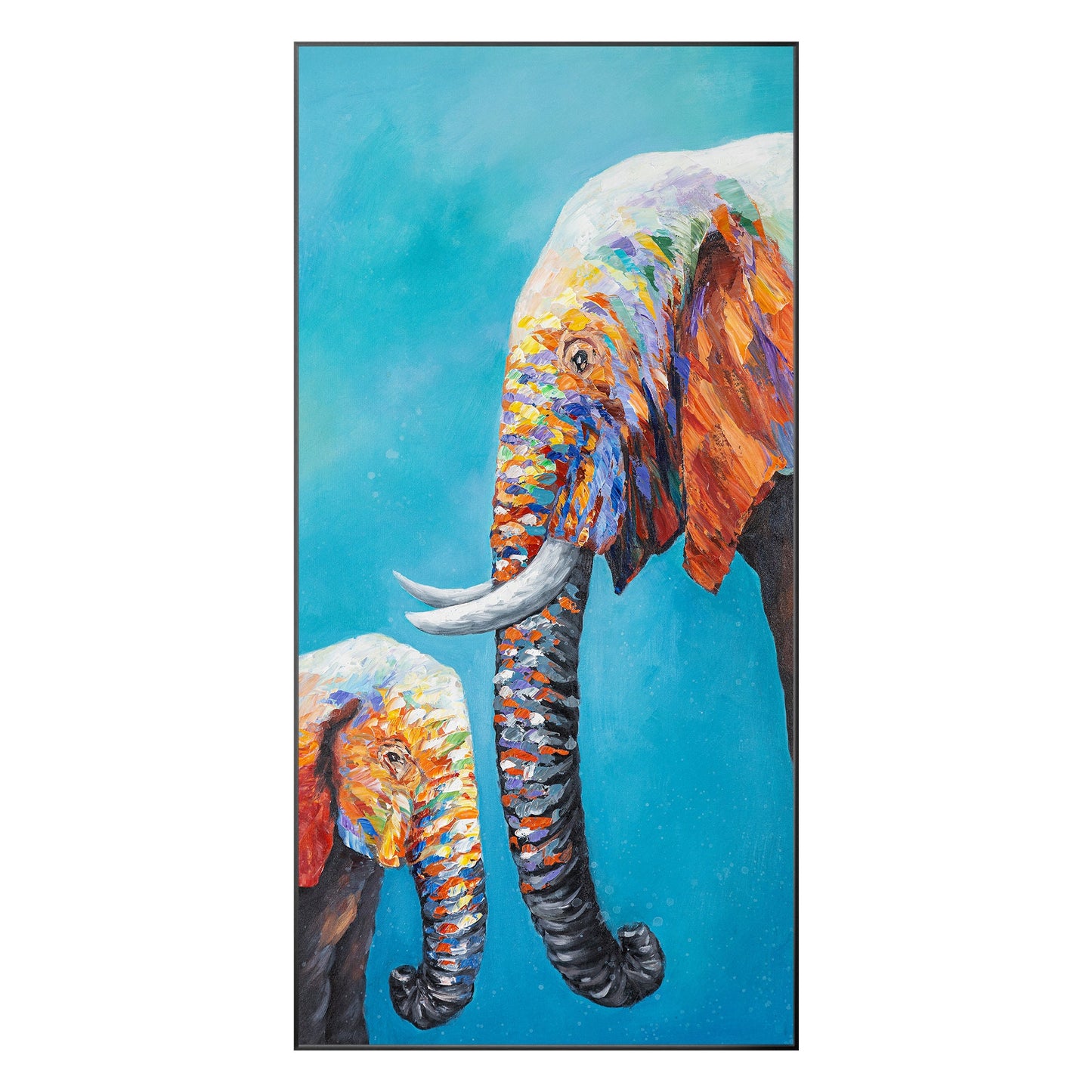 Elephant Family Painting: Colorful Pop Art on Canvas #10