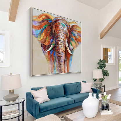 Elephant Painting Impressionist Elephant Extra Large Wall Art Square, Elephant P #4