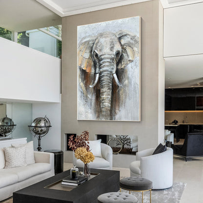 Elephant Textured Painting, Elephant Wall Art, Elephant Portrait Painting on Can #2