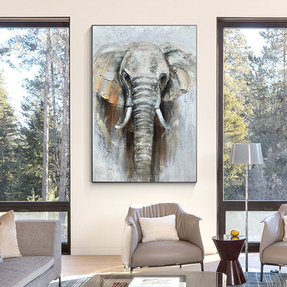 Elephant Textured Painting, Elephant Wall Art, Elephant Portrait Painting on Can #4