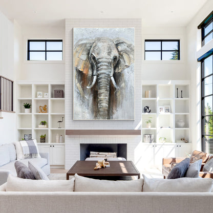 Elephant Textured Painting, Elephant Wall Art, Elephant Portrait Painting on Can #5