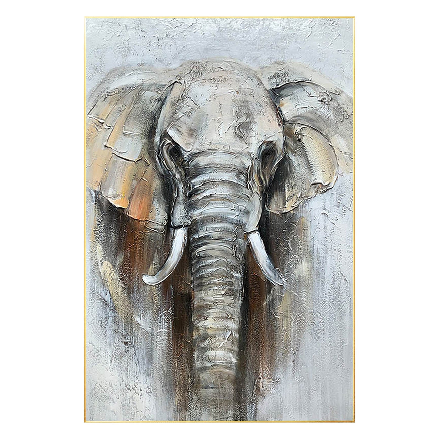 Elephant Textured Painting, Elephant Wall Art, Elephant Portrait Painting on Can #8