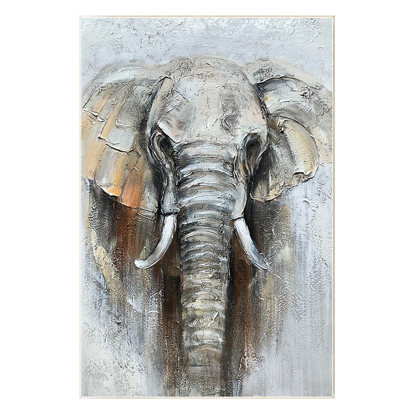 Elephant Textured Painting, Elephant Wall Art, Elephant Portrait Painting on Can #9