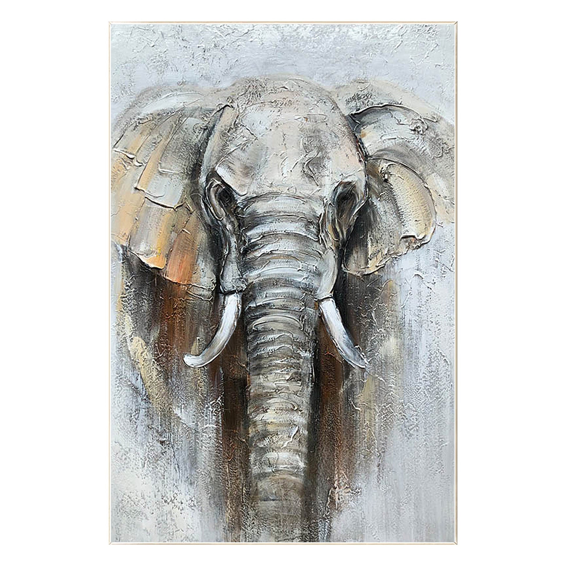 Elephant Textured Painting, Elephant Wall Art, Elephant Portrait Painting on Can #9