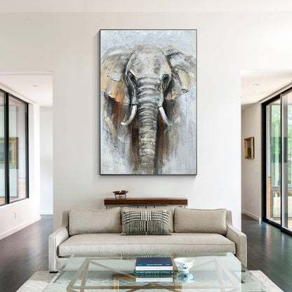 Elephant Textured Painting, Elephant Wall Art, Elephant Portrait Painting on Can #1