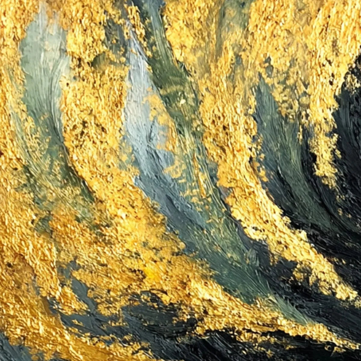 EMBER EYES: Bold Abstract Black Cat Painting with Gold Leaf | rolled canvas, ready for custom framing
