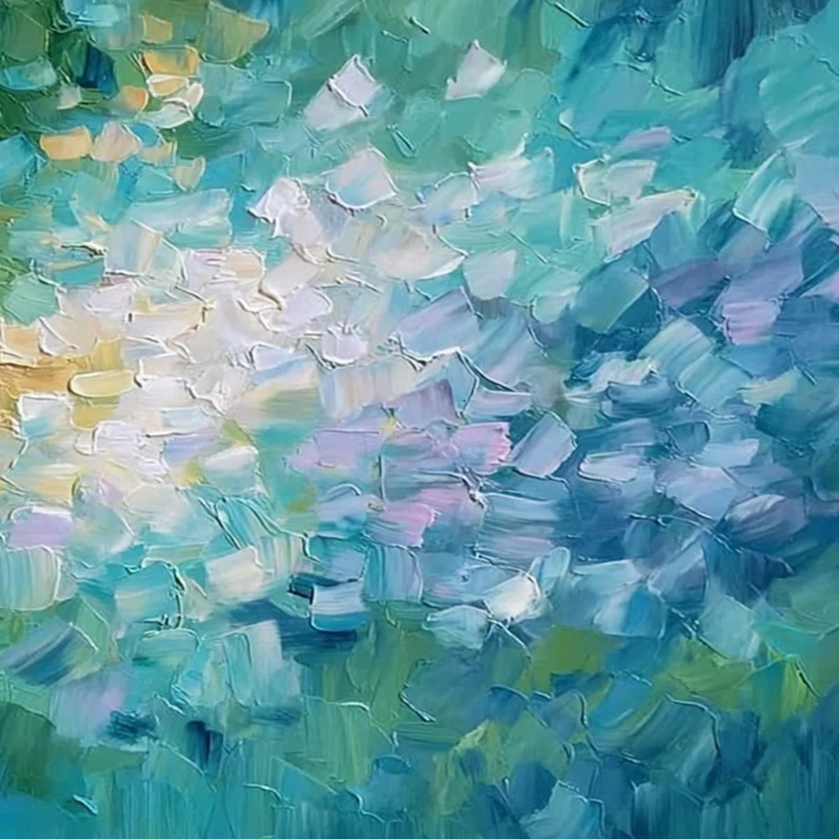 EMERALD BLOOM: Colorful Textured Abstract Floral Palette Knife Painting | rolled canvas, ready for custom framing