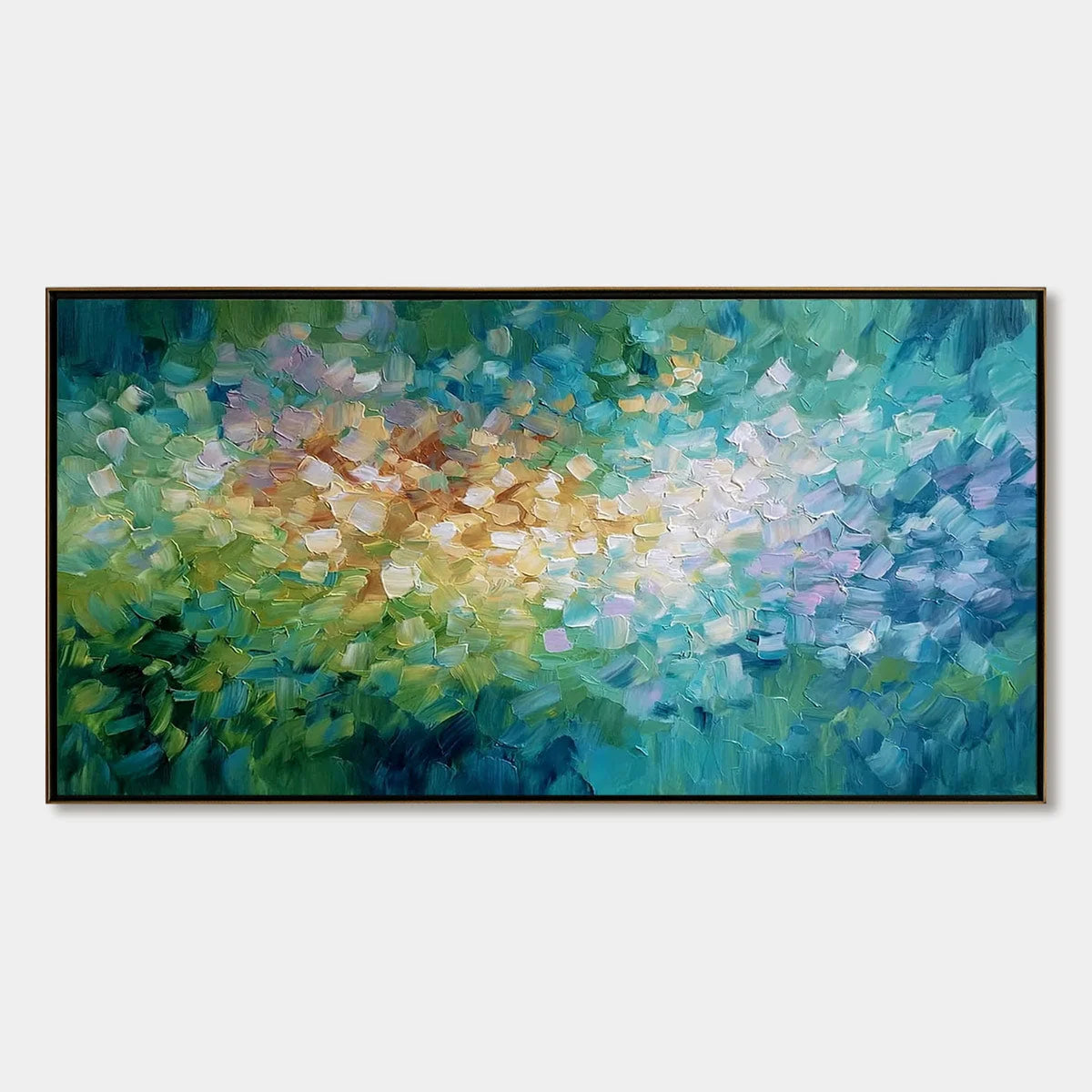 EMERALD BLOOM: Colorful Textured Abstract Floral Palette Knife Painting | hanging in EMERALD BLOOM: Colorful Textured Abstract Floral Palette Knife Painting featuring layered textured brushwork in ...