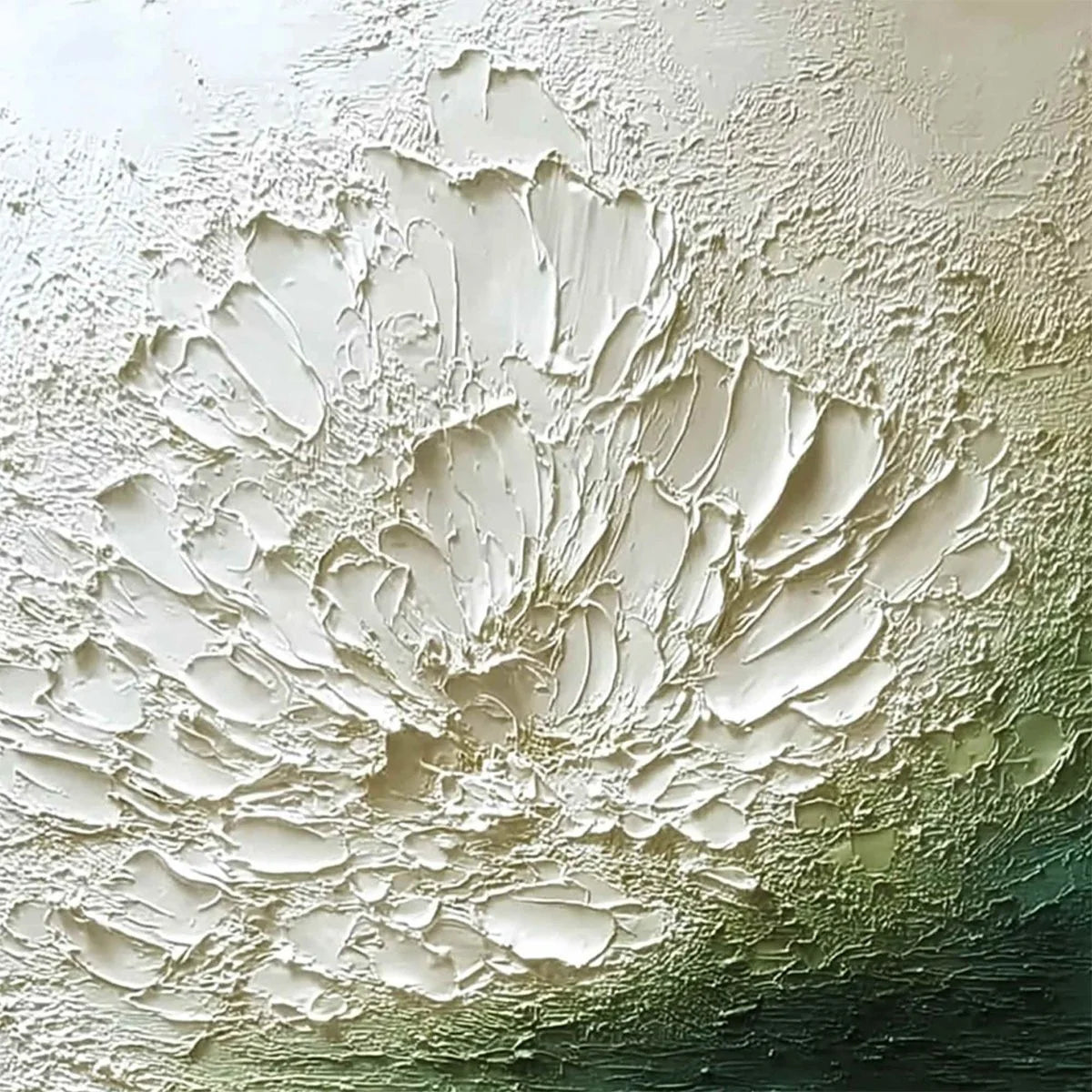 EMERALD BLOOM: Textured Wabi Sabi Floral Abstract Wall Art | rectangular format, hand-painted canvas edge