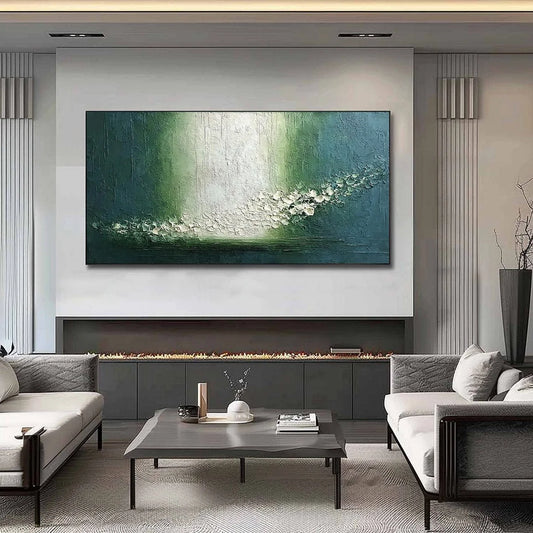EMERALD CASCADE: Large Textured Wabi Sabi Abstract Painting