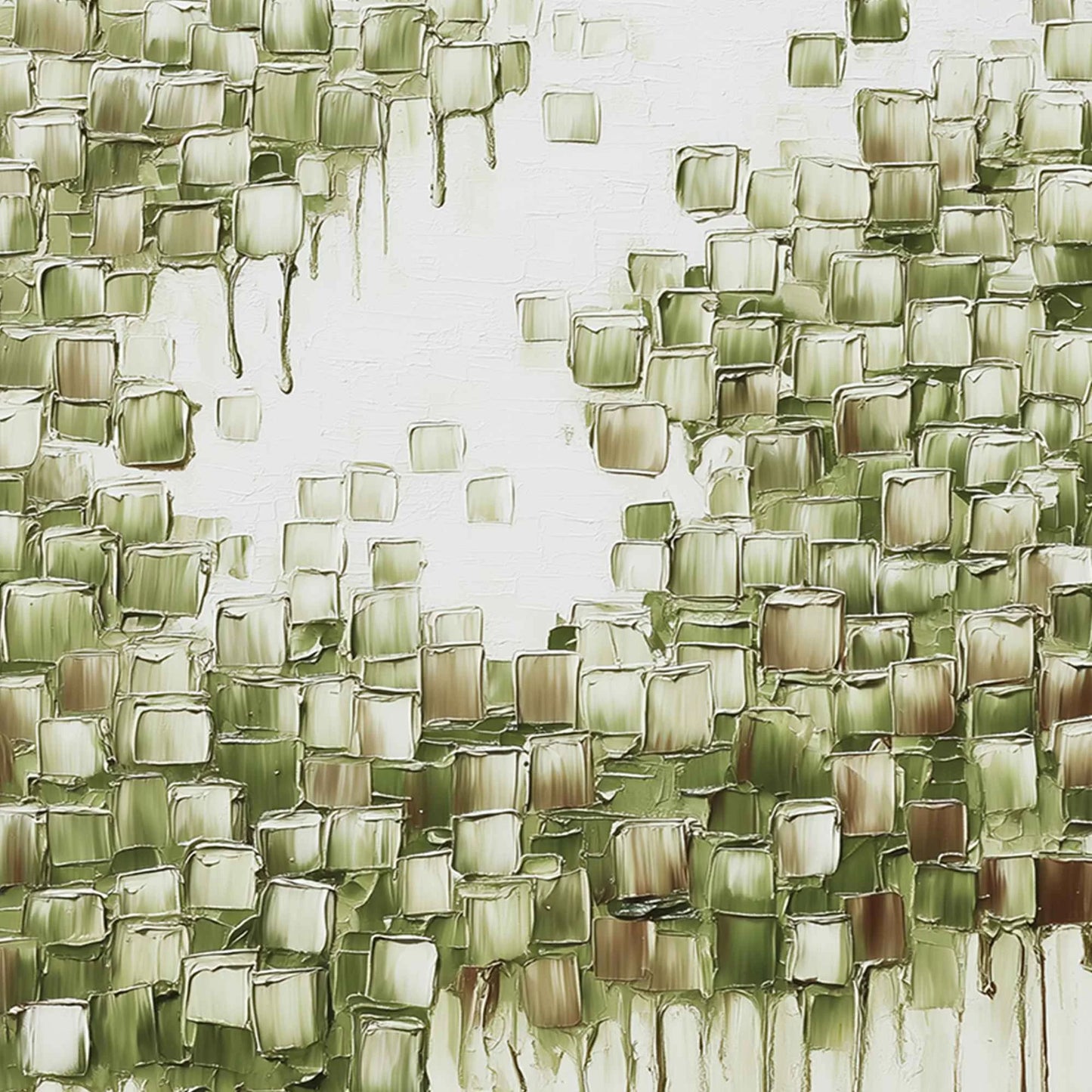 EMERALD CASCADE: Textured Abstract Green Oil Painting | rectangular format, hand-painted canvas edge