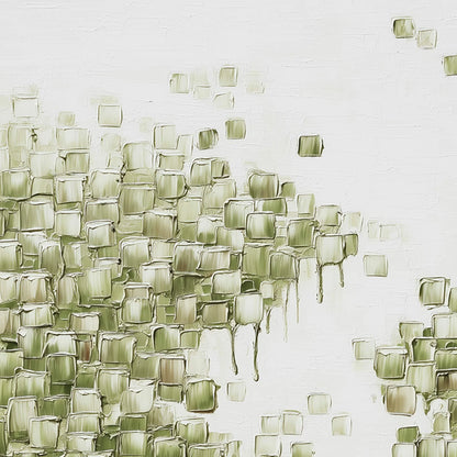 EMERALD CASCADE: Textured Abstract Green Oil Painting | black frame version on white wall