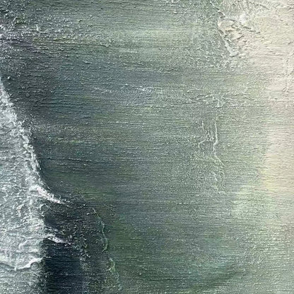 EMERALD DEPTHS: Textured Abstract Oil Painting | rolled canvas, ready for custom framing