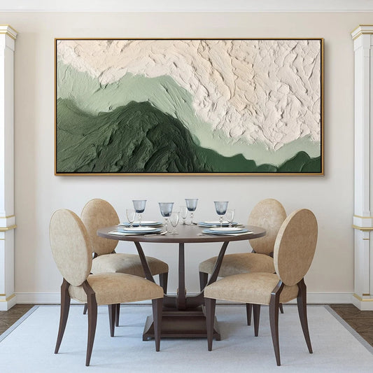 EMERALD DUSK: Textured Abstract Landscape Oil Painting