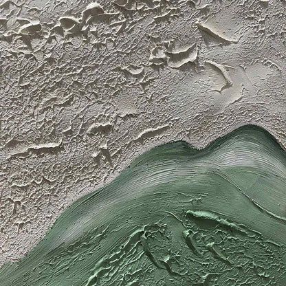 EMERALD DUSK: Textured Abstract Landscape Oil Painting | black frame version on white wall