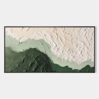 EMERALD DUSK: Textured Abstract Landscape Oil Painting | hanging in EMERALD DUSK: Textured Abstract Landscape Oil Painting featuring layered textured brushwork in refined tones; abstract compositio...