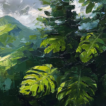 EMERALD ESCAPE: Lush Impasto Painting of a Verdant Mountain Valley | rolled canvas, ready for custom framing