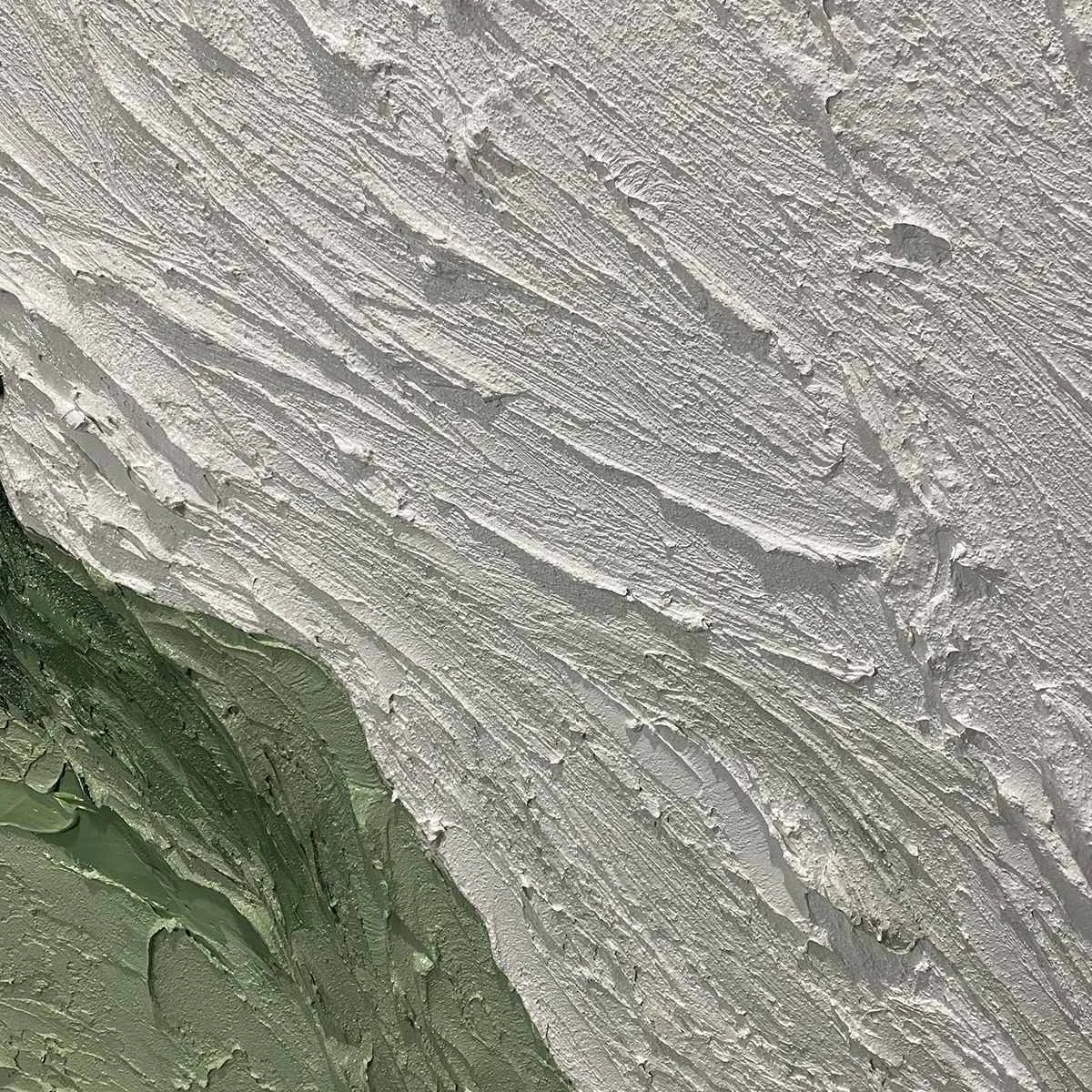 EMERALD FLOW: Textured Abstract Green and White Oil Painting | rectangular format, hand-painted canvas edge