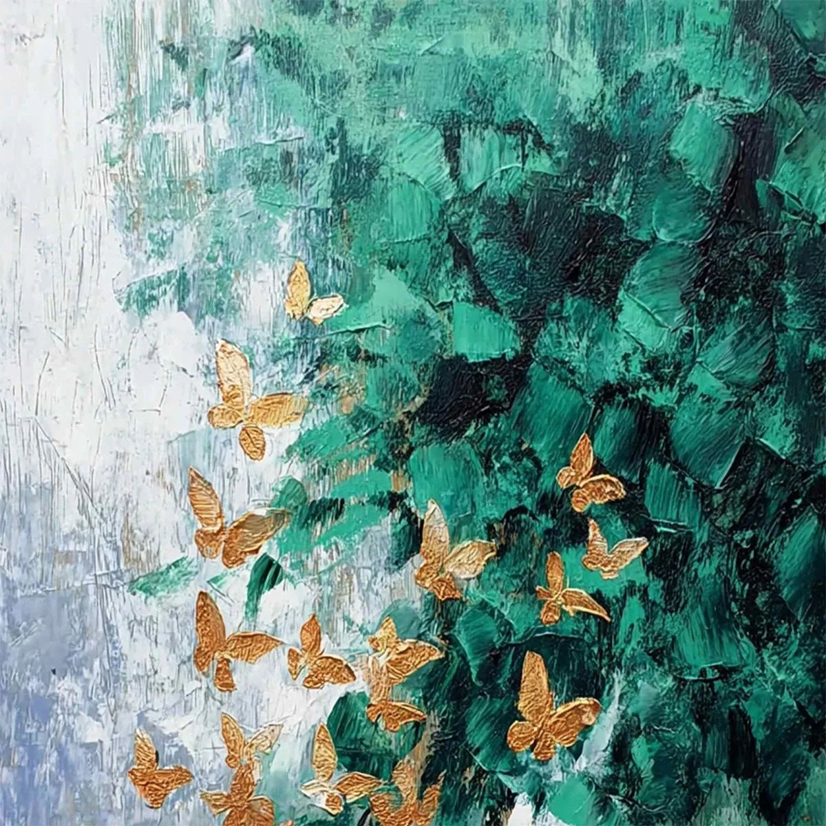 EMERALD FLUTTER | rectangular format, hand-painted canvas edge