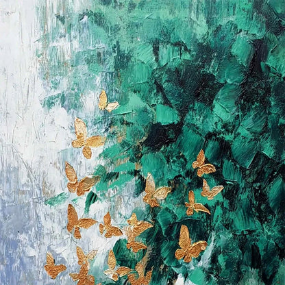 EMERALD FLUTTER | rectangular format, hand-painted canvas edge