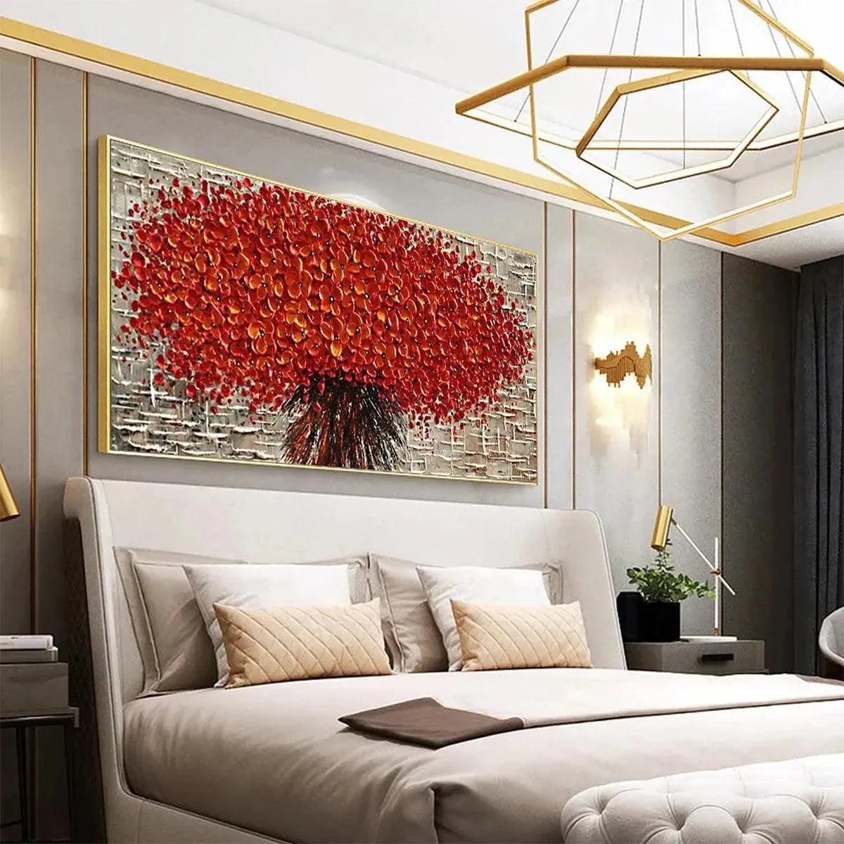 CRIMSON BURST: Textured Impasto Floral Painting in Red | rolled canvas, ready for custom framing