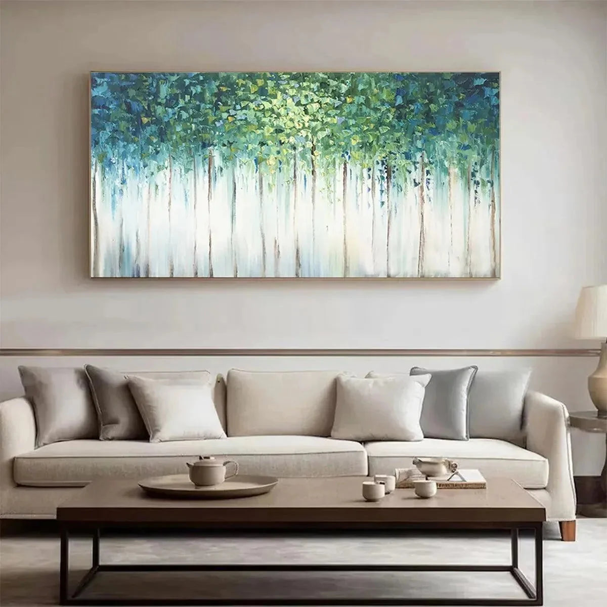 EMERALD FOREST: Abstract Forest Painting in Green and Blue | Abstract closeup, raised brushwork detail