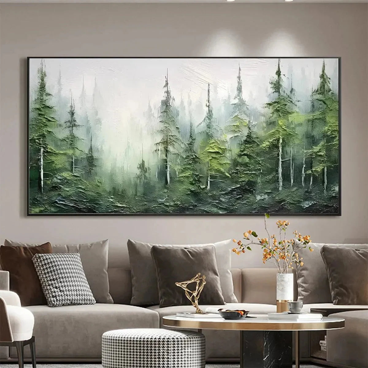 EMERALD FOREST: Textured Atmospheric Forest Landscape Painting | Landscape closeup, raised brushwork detail