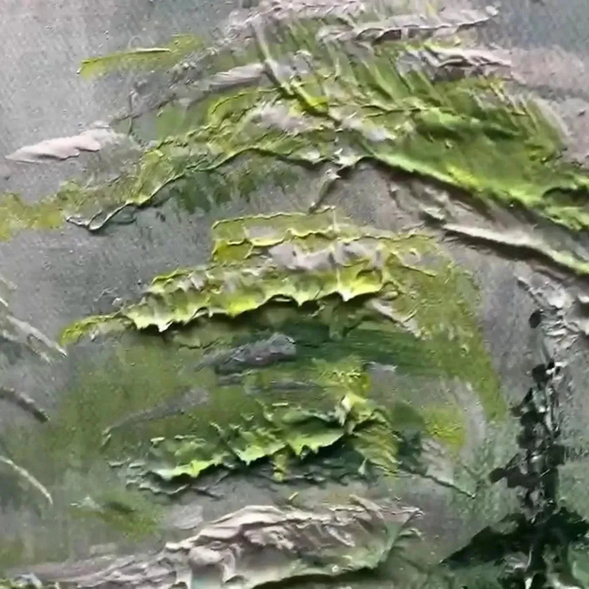 EMERALD FOREST: Textured Atmospheric Forest Landscape Painting | gold frame stretched on neutral wall