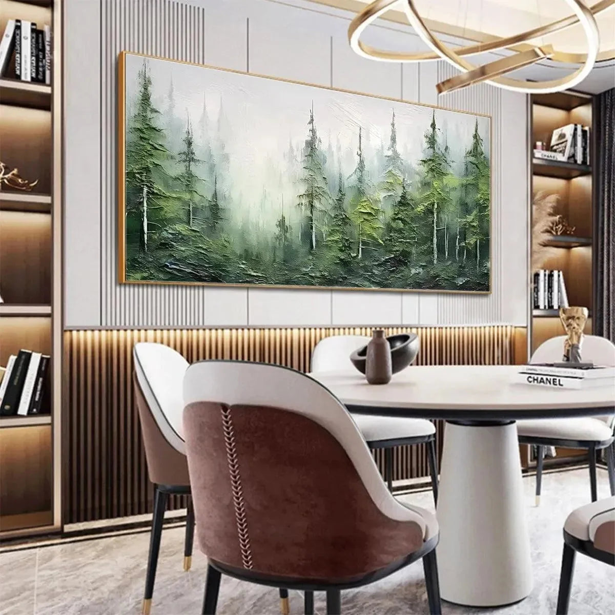 EMERALD FOREST: Textured Atmospheric Forest Landscape Painting | rolled canvas, ready for custom framing
