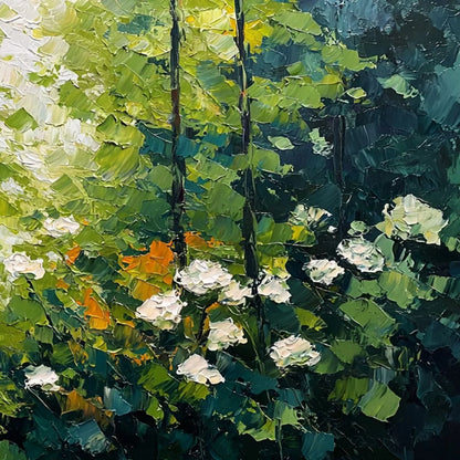 EMERALD GLADE: Textured Palette Knife Forest Landscape Painting | rolled canvas, ready for custom framing