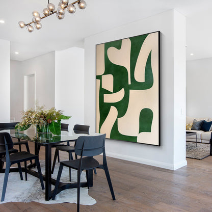 Emerald Green Abstract Painting: Minimalist Organic Textured Wall Decor #2