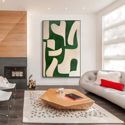 Emerald Green Abstract Painting: Minimalist Organic Textured Wall Decor #4