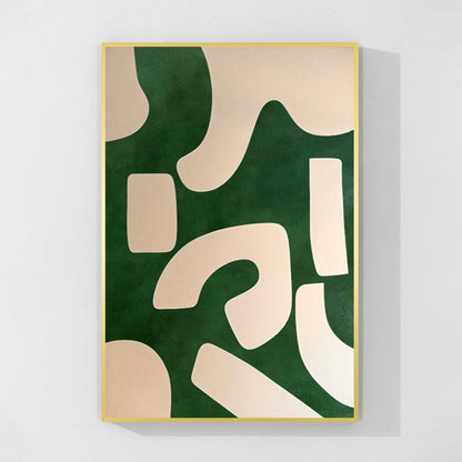 Emerald Green Beige Abstract Painting On Canvas, Minimalist Wall Art Vertical Or #7