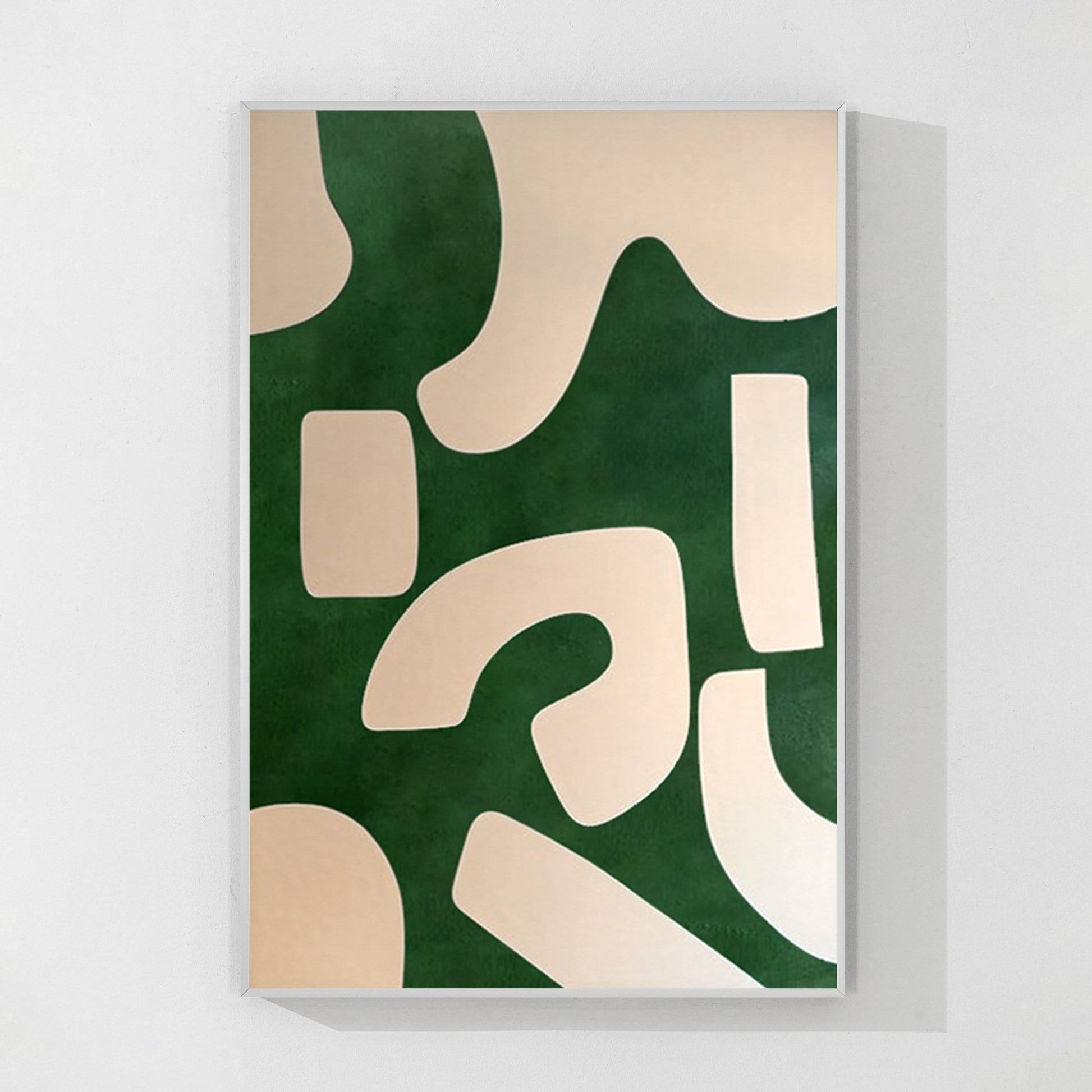 Emerald Green Beige Abstract Painting On Canvas, Minimalist Wall Art Vertical Or #8