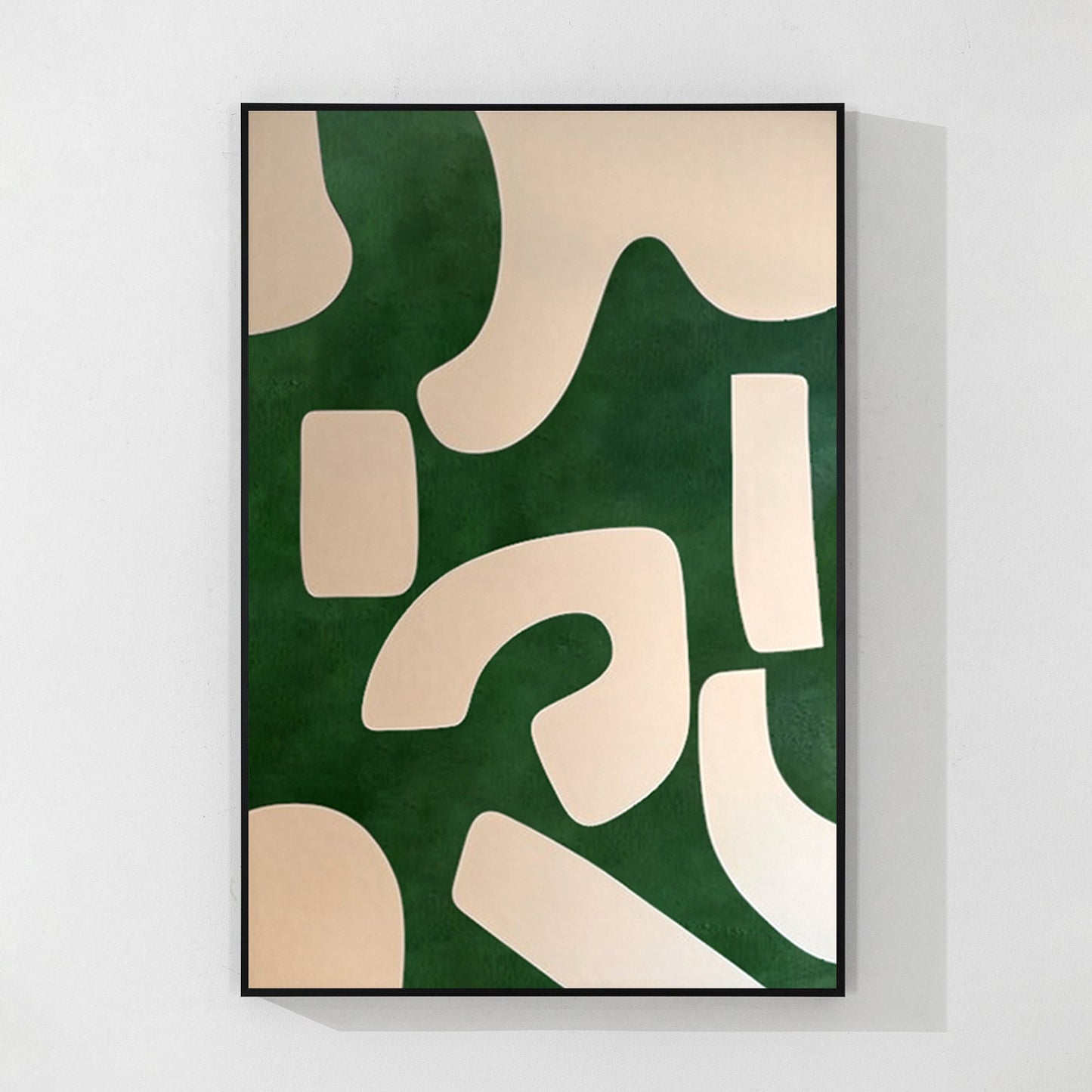 Emerald Green Beige Abstract Painting On Canvas, Minimalist Wall Art Vertical Or #9