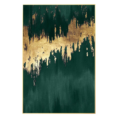Emerald Green Gold Foil Painting: Large Abstract Canvas Wall Art #9